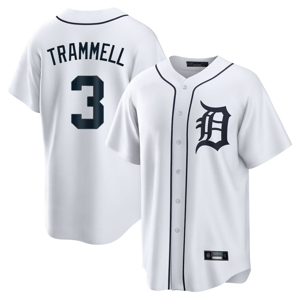 Odoa D.Tigers #3 Alan Trammell Player White Home Game Stitched Jerseys