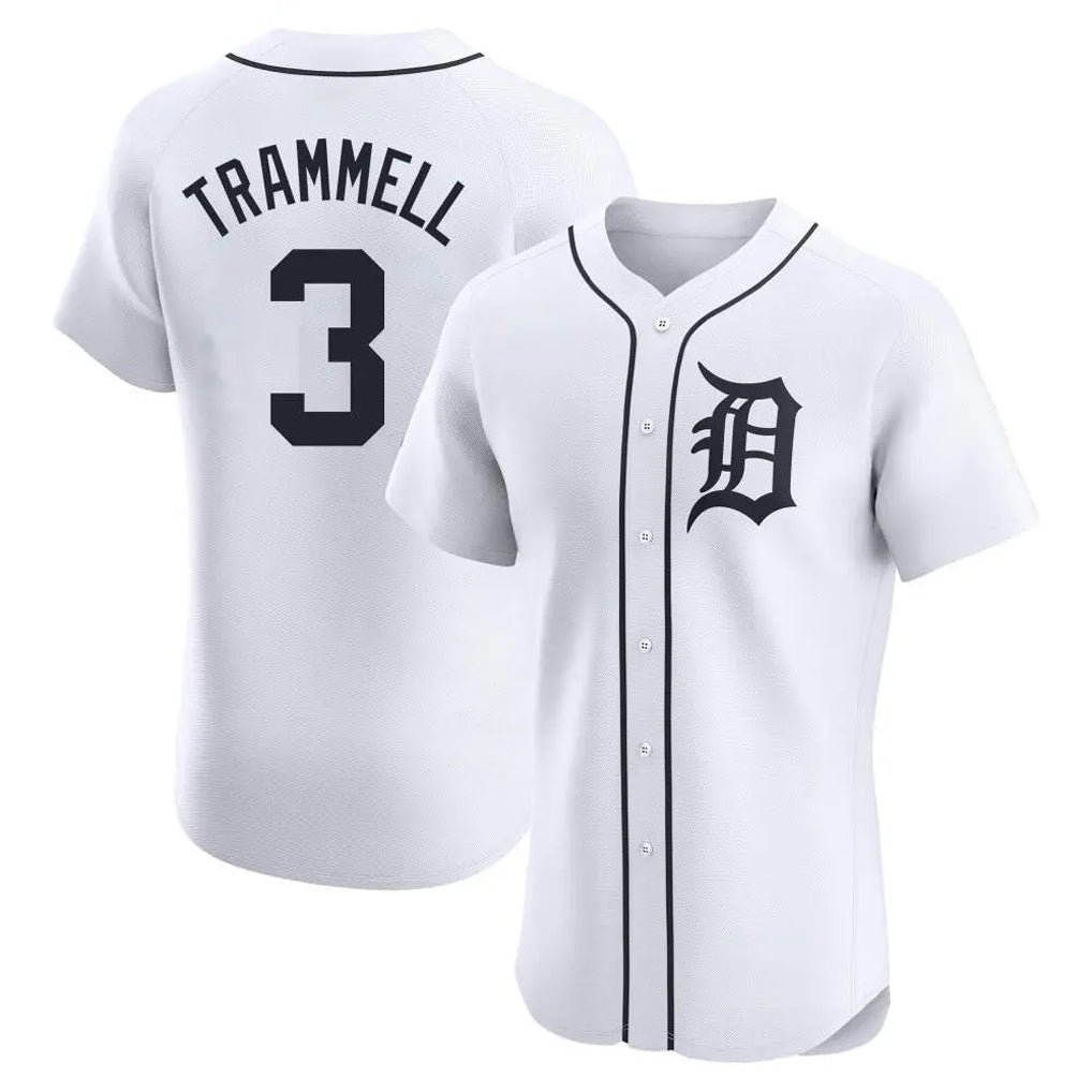 Odoa D.Tigers #3 Alan Trammell Player White Limited Elite Home Stitched Jerseys