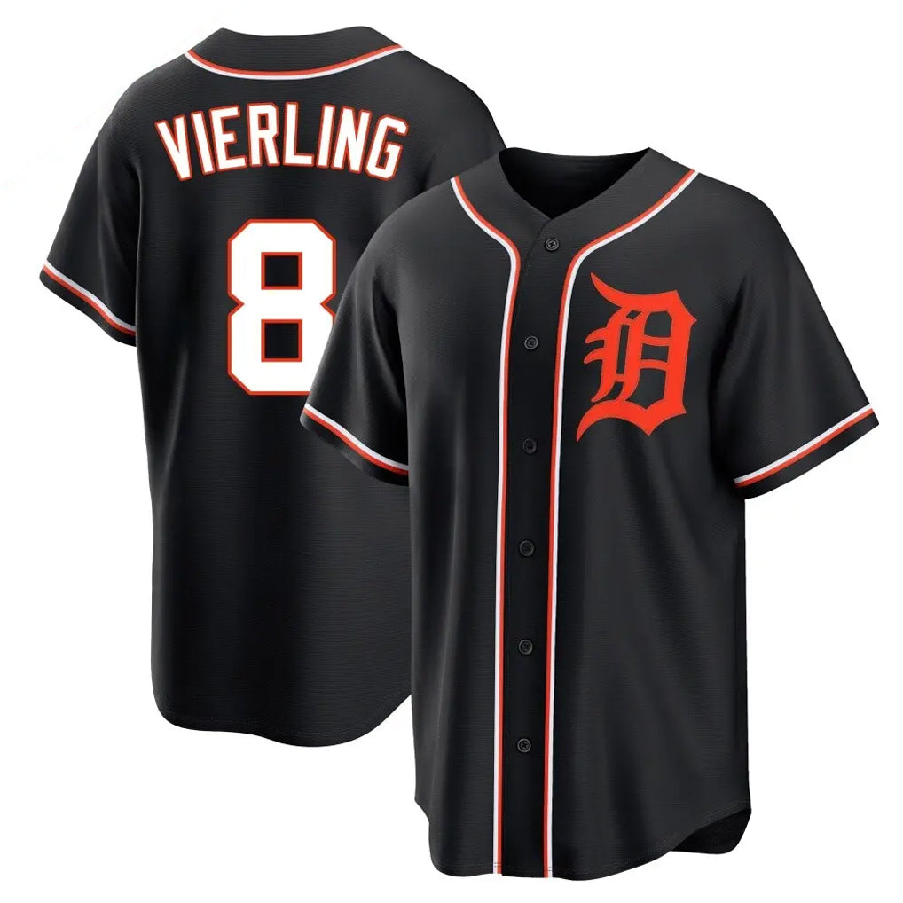 Odoa D.Tigers #8 Matt Vierling Player Black Fashion Out Home Game Stitched Jerseys