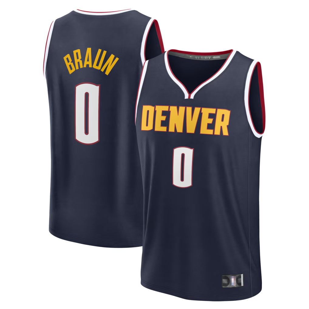 Odoa Denver Nuggets #0 Christian Braun Navy Fast Break Replica Jerseys - Icon Edition