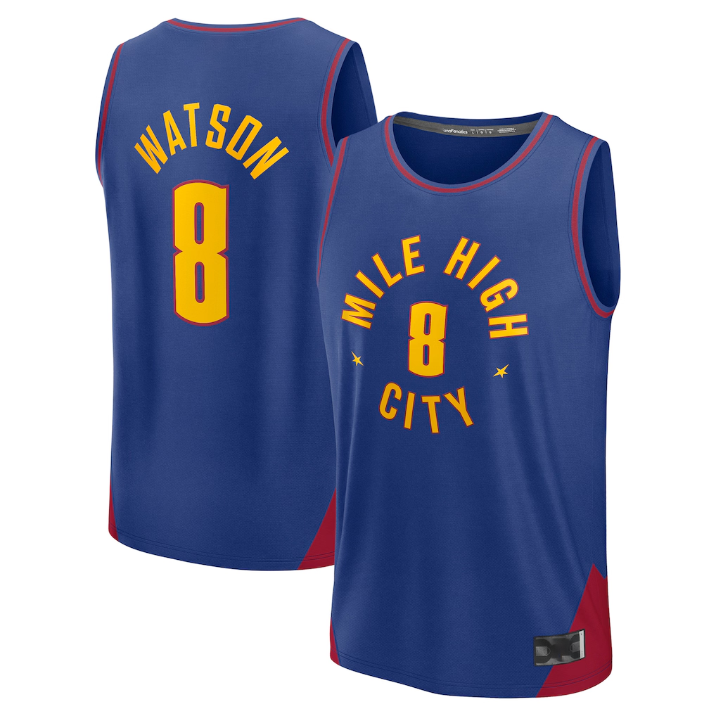 Odoa Denver Nuggets #8 Peyton Watson Blue Fast Break Replica Player Jerseys - Statement Edition
