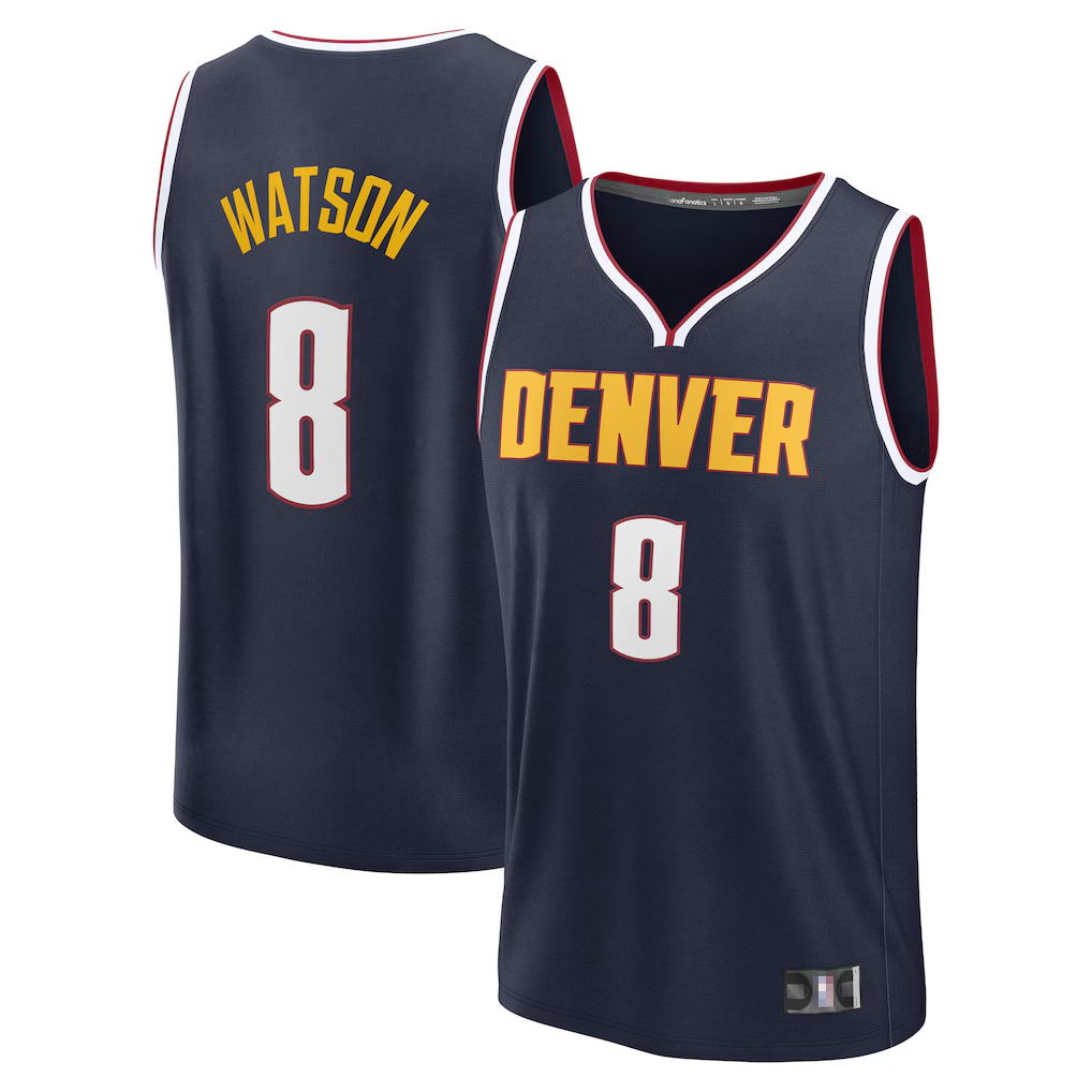 Odoa Denver Nuggets #8 Peyton Watson Navy Fast Break Replica Player Jerseys - Icon Edition