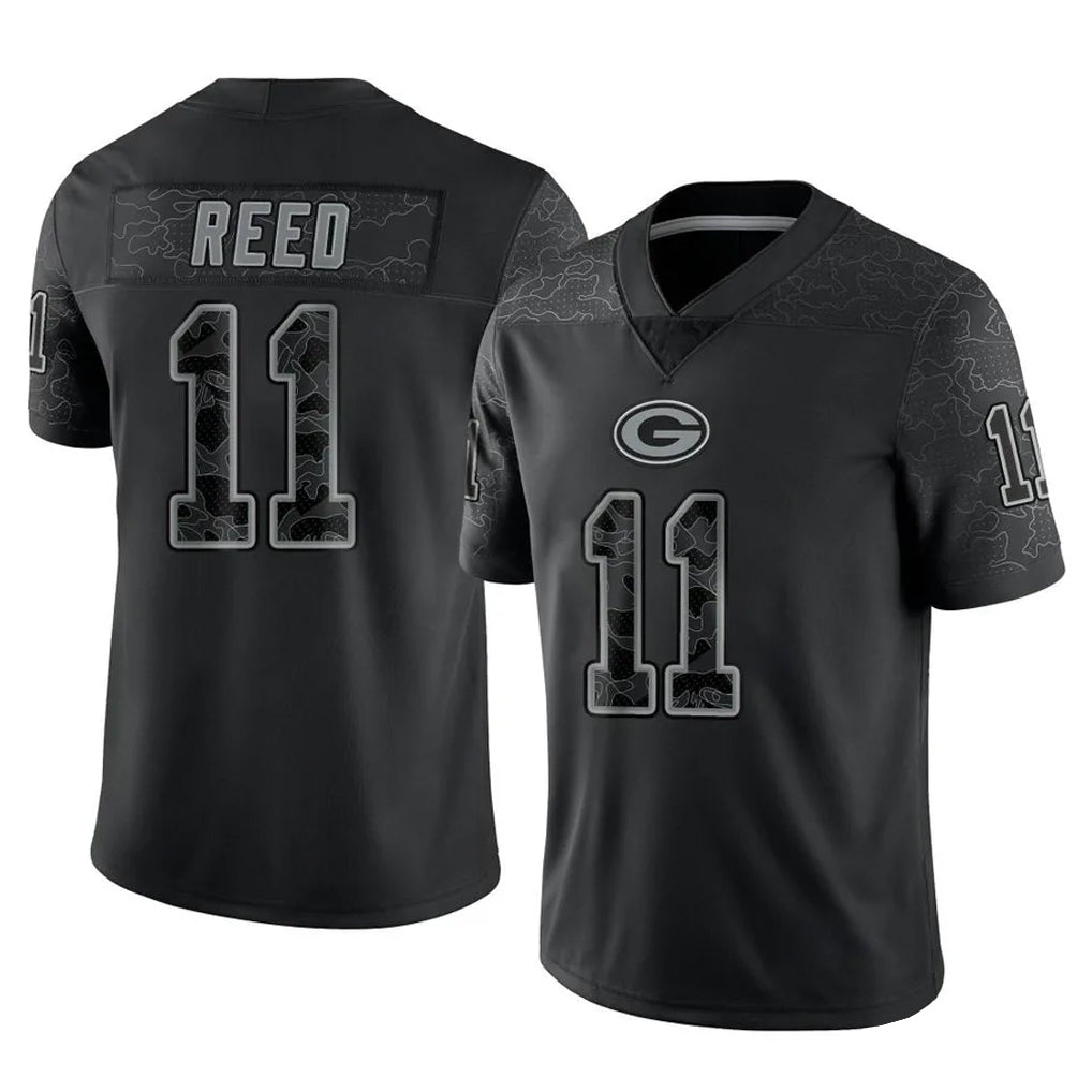 Odoa GB.Packers #11 Jayden Reed Player Black Reflective Limited Home Game Stitched Jerseys