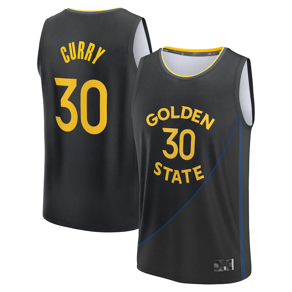 Odoa GS.Warriors #30 Stephen Curry Black Fast Break Replica Player Jerseys - Statement Edition