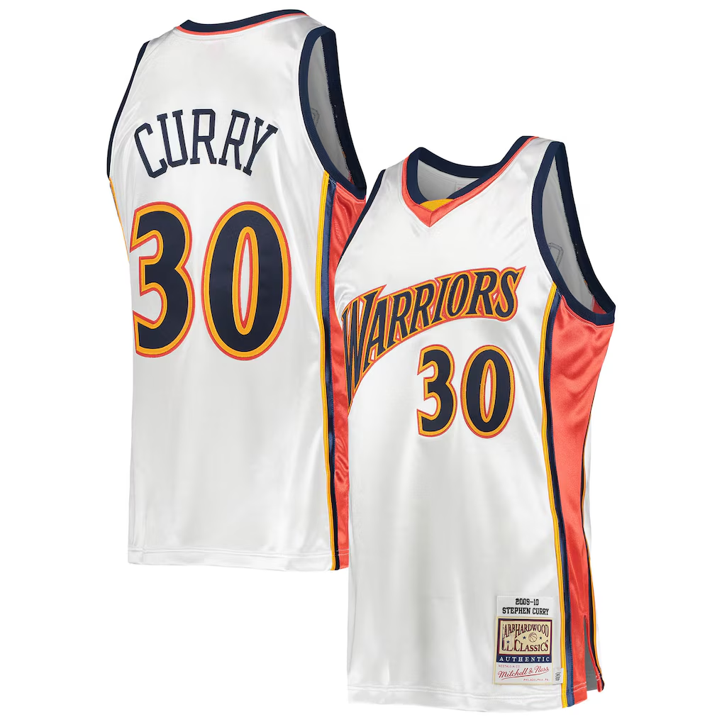 Odoa GS.Warriors #30 Stephen Curry Mitchell & Ness White 200910 Hardwood Classics Authentic Jerseys