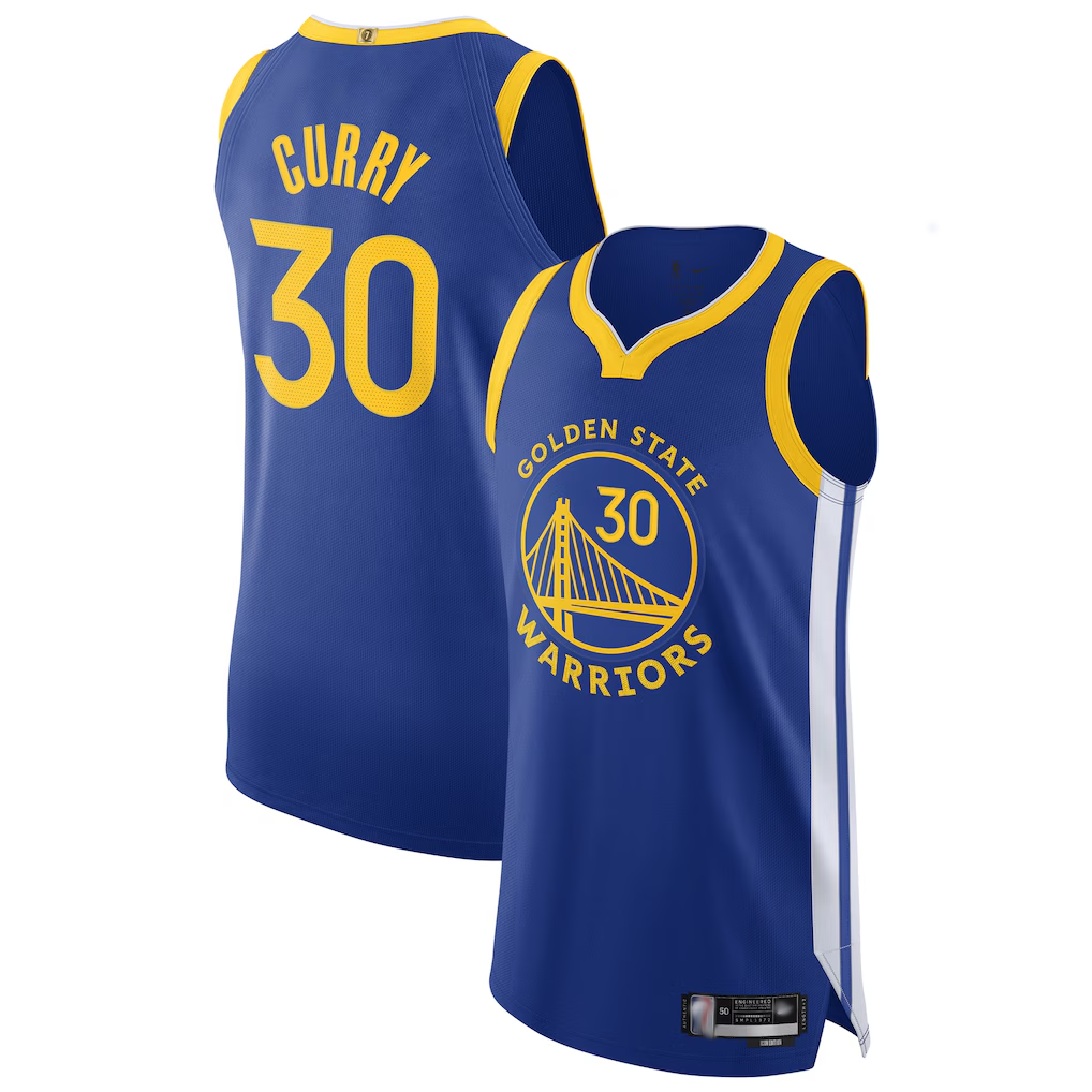 Odoa GS.Warriors #30 Stephen Curry Royal Authentic Jerseys - Icon Edition