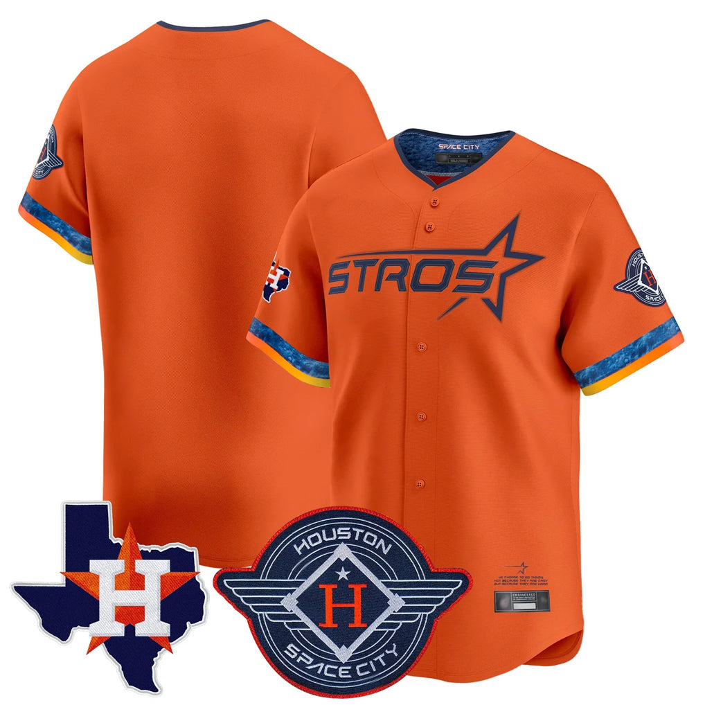 Odoa H.Astros Orange City Connect Texas Patch Vapor Premier Blank Player Limited Home Stitched Jerseys
