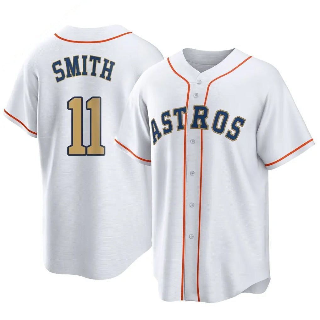Odoa H.Astros #11 Cam Smith Player Gold Collection Game Home Stitched Jerseys
