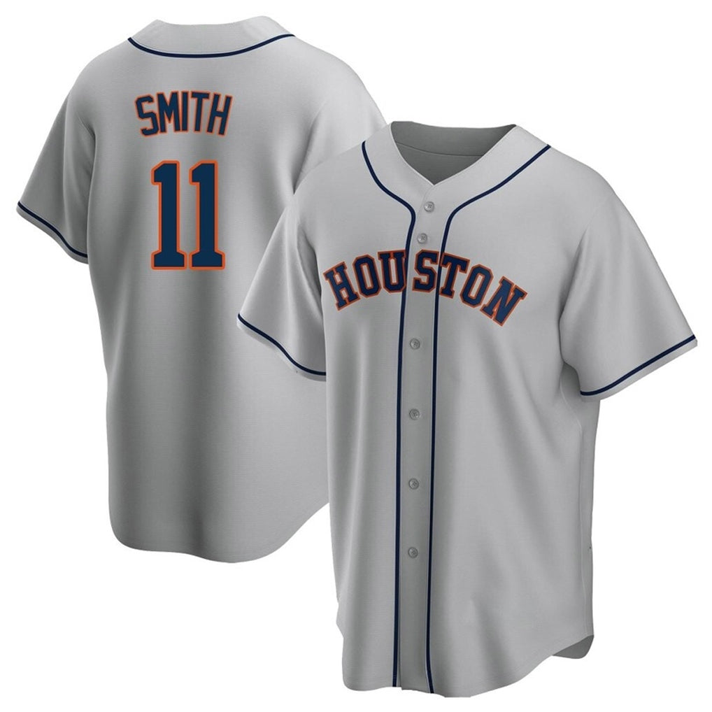 Odoa H.Astros #11 Cam Smith Player Gray Home Game Stitched Jerseys