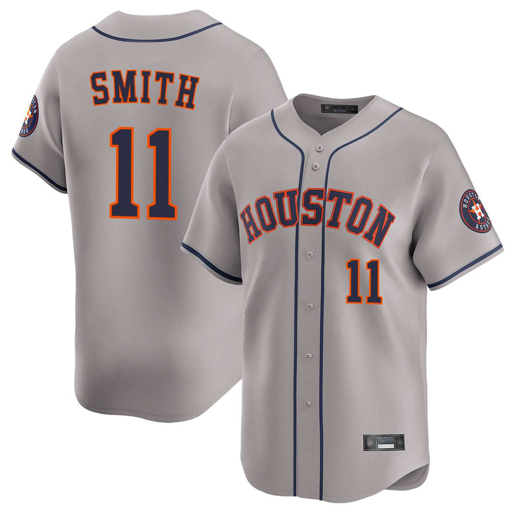 Odoa H.Astros #11 Cam Smith Player Gray Home Limited Stitched Jerseys
