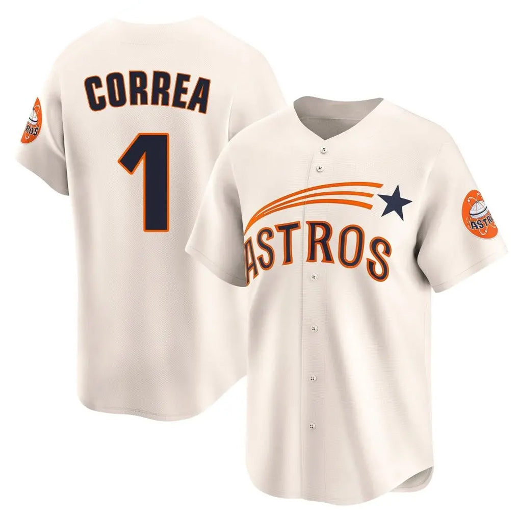 Odoa H.Astros #1 Carlos Correa Player Cream Throwback Cooperstown Collection Limited Stitched Jerseys