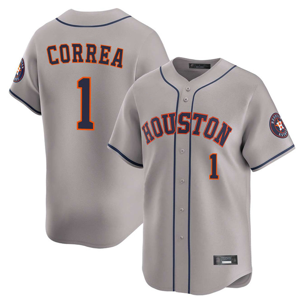 Odoa H.Astros #1 Carlos Correa Player Gray Home Limited Stitched Jerseys