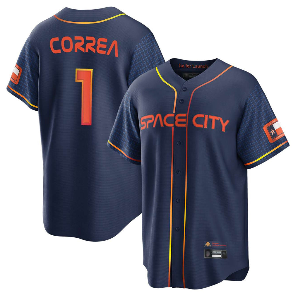 Odoa H.Astros #1 Carlos Correa Player Navy City Connect Home Game Stitched Jerseys