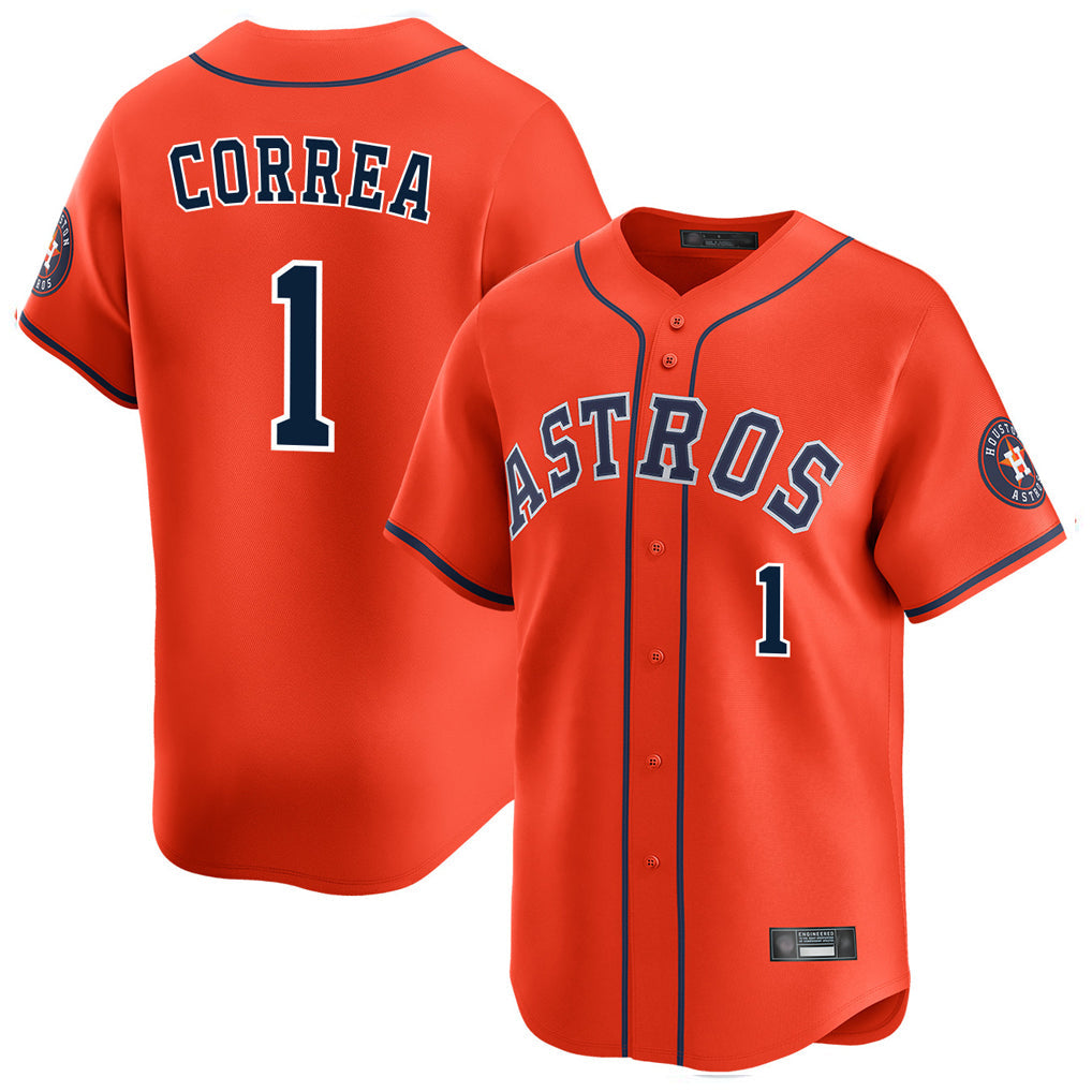 Odoa H.Astros #1 Carlos Correa Player Orange Home Limited Stitched Jerseys