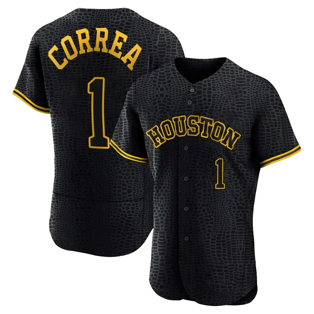 Odoa H.Astros #1 Carlos Correa Player Snake Skin City Limited Elite Home Stitched Jerseys