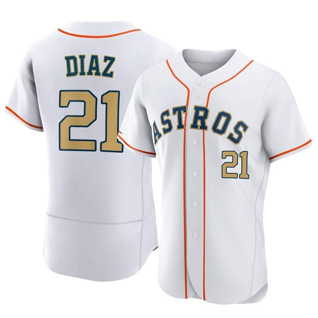 Odoa H.Astros #21 Yainer Diaz Player Gold Collection Limited Elite Home Stitched Jerseys