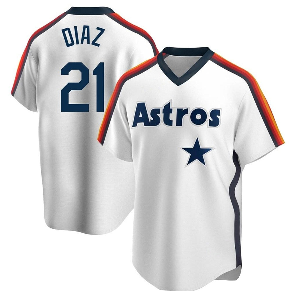Odoa H.Astros #21 Yainer Diaz Player White Cooperstown Collection T-shirt Stitched Jerseys