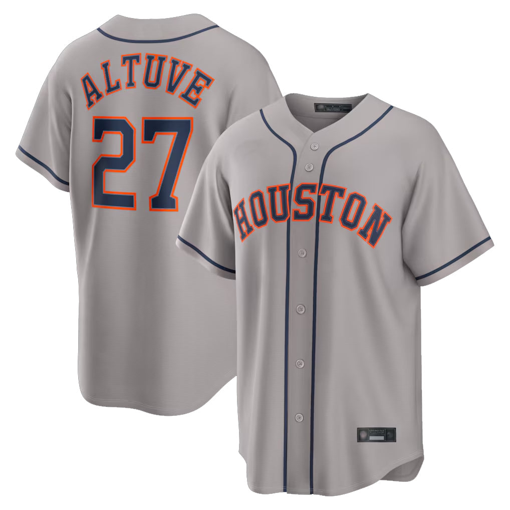 Odoa H.Astros #27 Jose Altuve Player Gray Home Game Stitched Jerseys