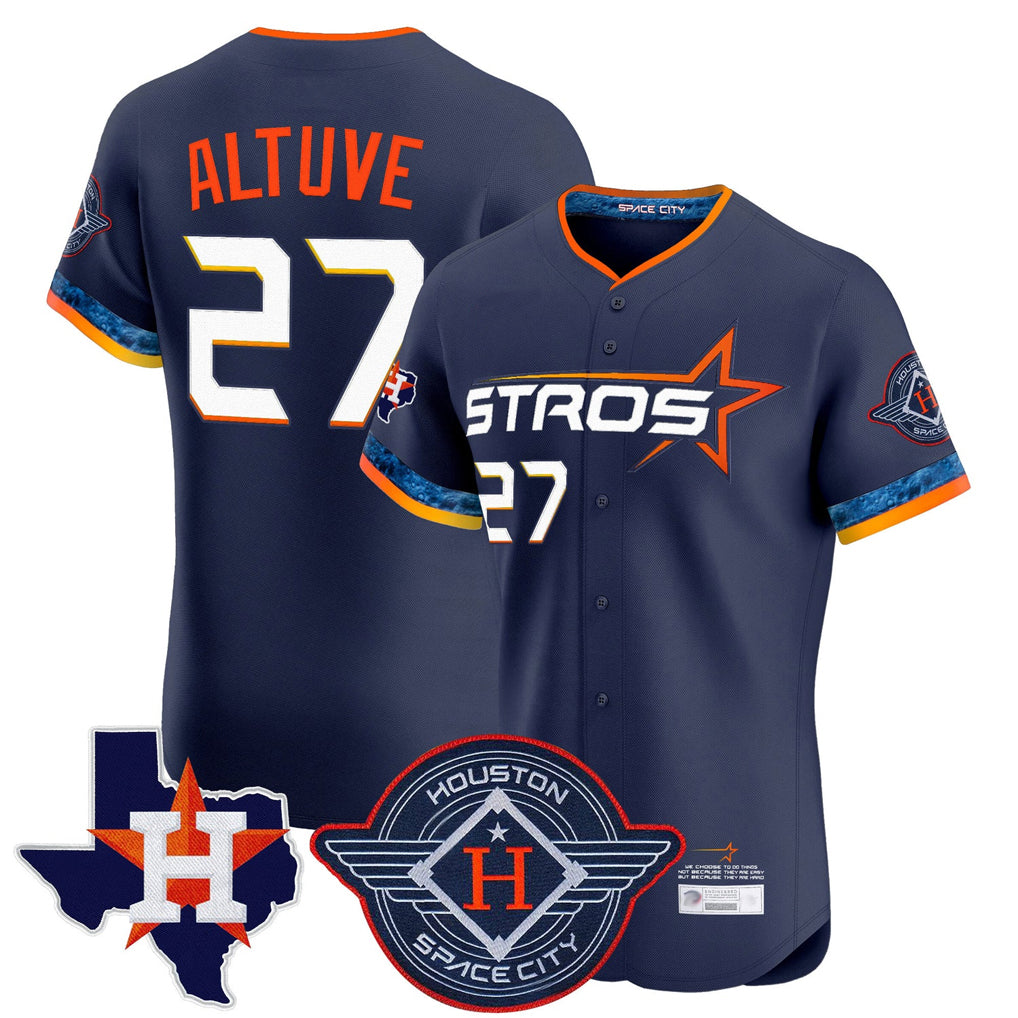 Odoa H.Astros #27 Jose Altuve Player Navy City Connect Texas Patch Vapor Premier Limited Elite Home Stitched Jerseys