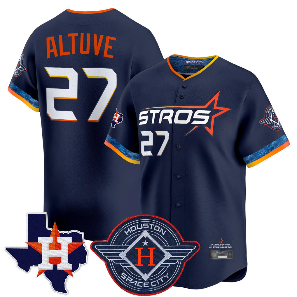 Odoa H.Astros #27 Jose Altuve Player Navy City Connect Texas Patch Vapor Premier Limited Home Stitched Jerseys