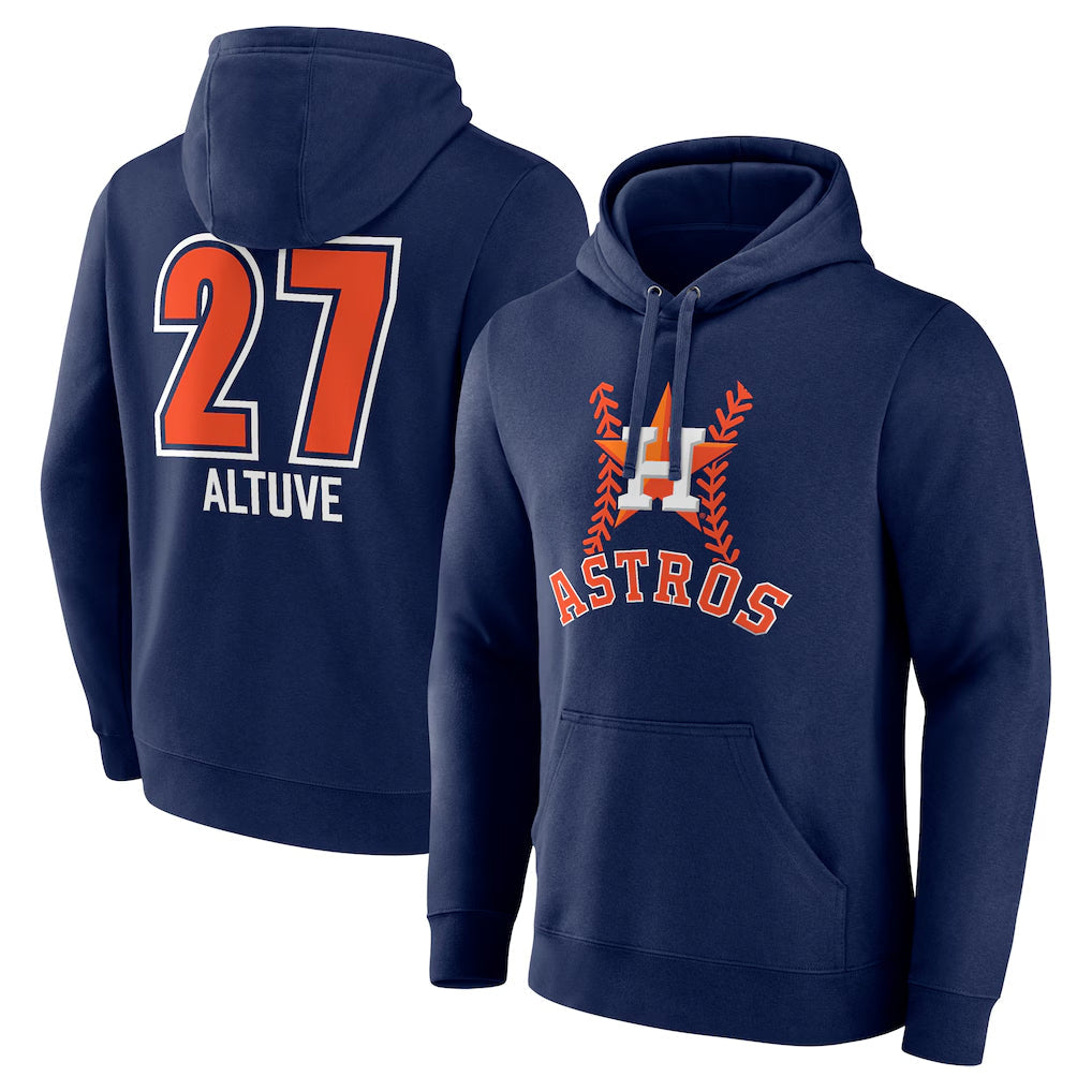 Odoa H.Astros #27 Jose Altuve Player Navy Pullover Hoodie Stitched Jerseys