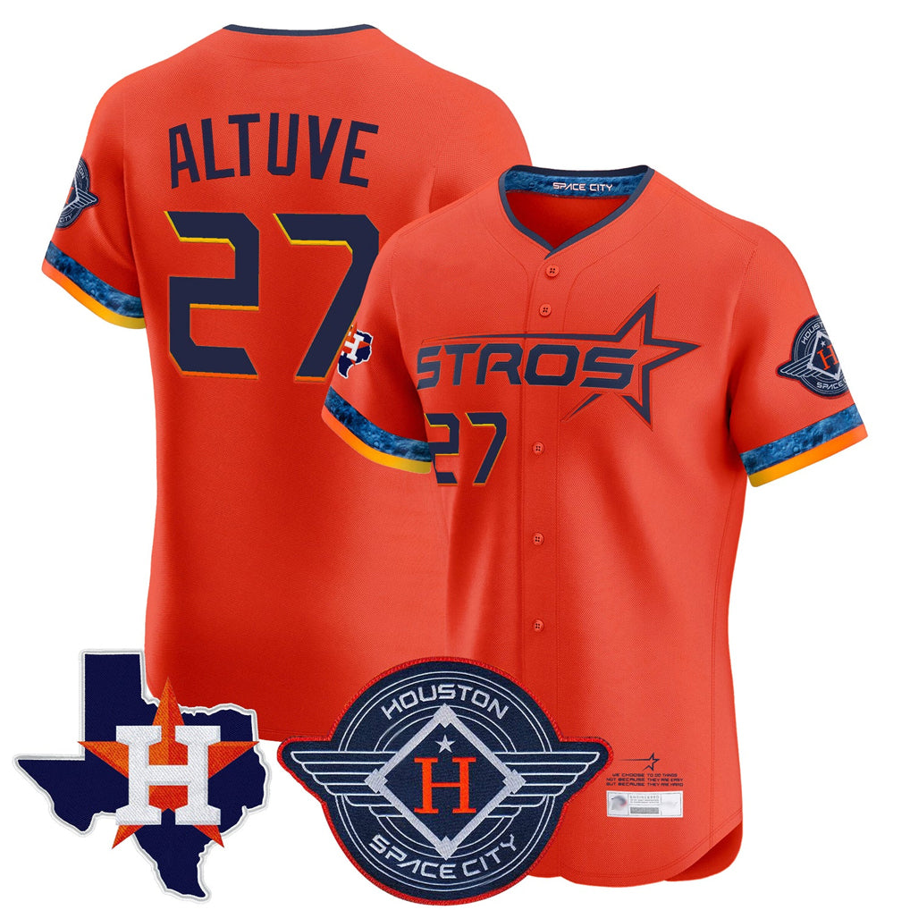 Odoa H.Astros #27 Jose Altuve Player Orange City Connect Texas Patch Vapor Premier Limited Elite Home Stitched Jerseys