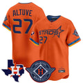 Odoa H.Astros #27 Jose Altuve Player Orange City Connect Texas Patch Vapor Premier Limited Home Stitched Jerseys