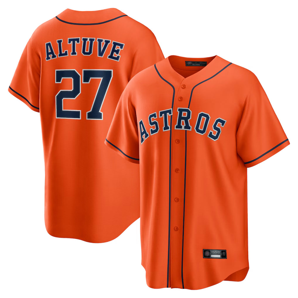 Odoa H.Astros #27 Jose Altuve Player Orange Home Game Stitched Jerseys
