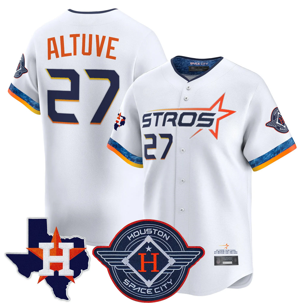 Odoa H.Astros #27 Jose Altuve Player White City Connect Texas Patch Vapor Premier Limited Home Stitched Jerseys