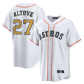 Odoa H.Astros #27 Jose Altuve Player White Gold Collection Game Home Stitched Jerseys