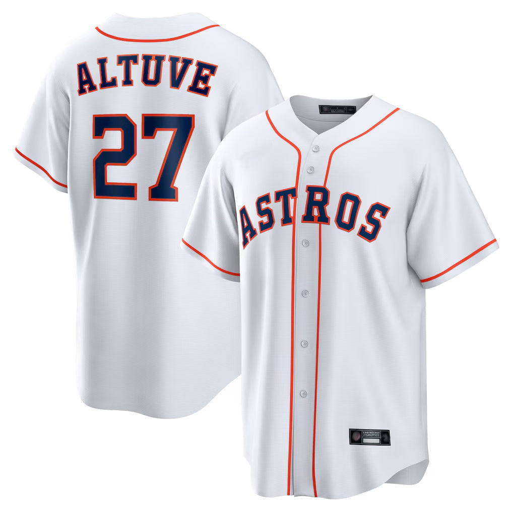 Odoa H.Astros #27 Jose Altuve Player White Home Game Stitched Jerseys
