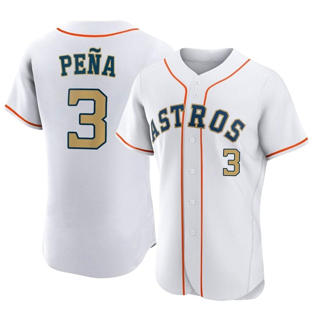 Odoa H.Astros #3 Jeremy Pe?a Player Gold Collection Limited Elite Home Stitched Jerseys