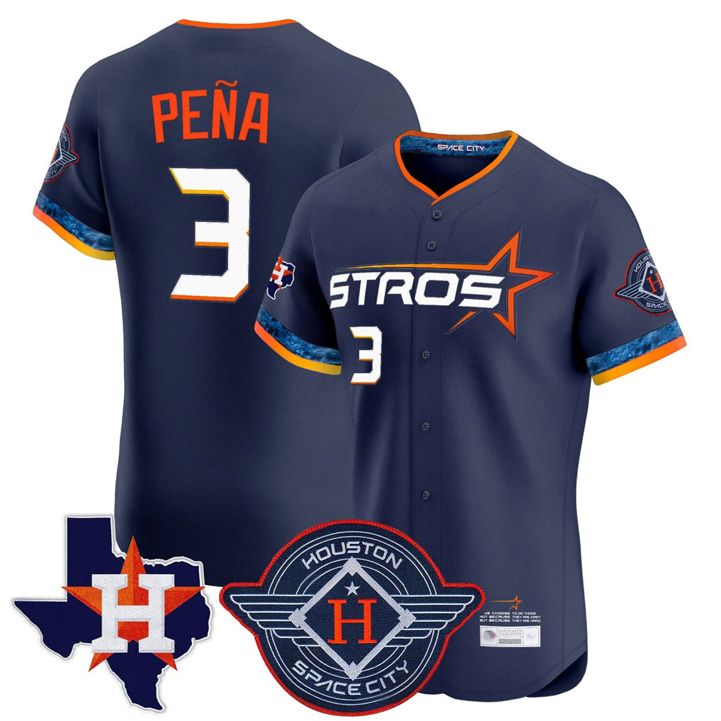 Odoa H.Astros #3 Jeremy Pe?a Player Navy City Connect Texas Patch Vapor Premier Limited Elite Home Stitched Jerseys