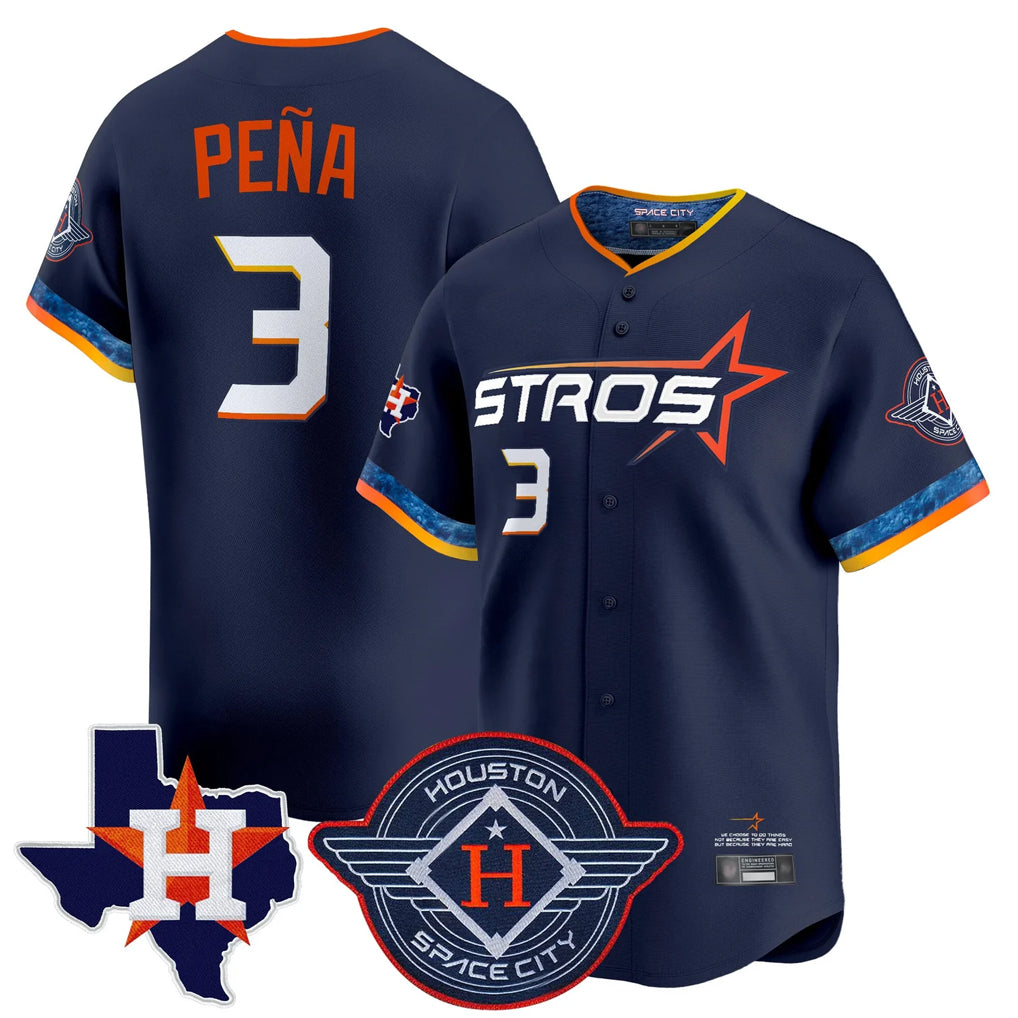 Odoa H.Astros #3 Jeremy Pe?a Player Navy City Connect Texas Patch Vapor Premier Limited Home Stitched Jerseys
