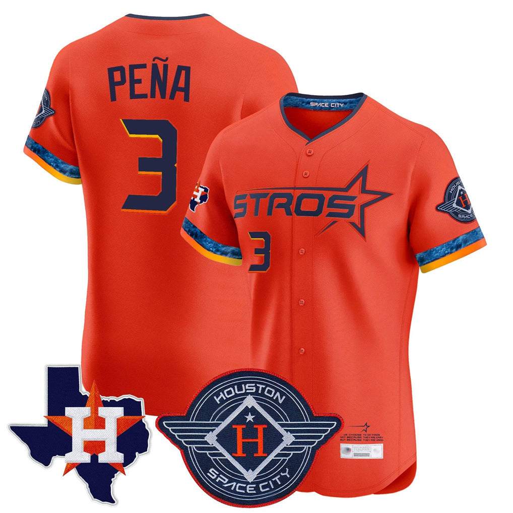 Odoa H.Astros #3 Jeremy Pe?a Player Orange City Connect Texas Patch Vapor Premier Limited Elite Home Stitched Jerseys