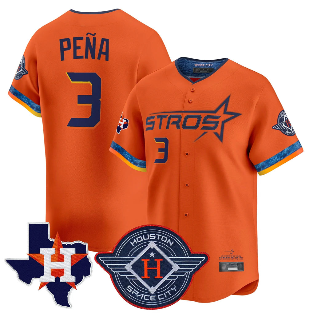 Odoa H.Astros #3 Jeremy Pe?a Player Orange City Connect Texas Patch Vapor Premier Limited Home Stitched Jerseys
