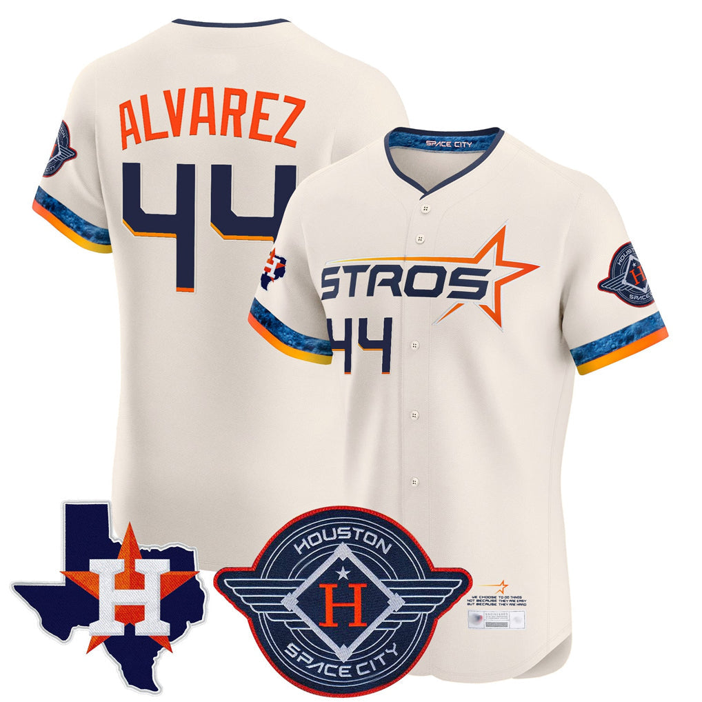 Odoa H.Astros #44 Yordan Alvarez Player Cream City Connect Texas Patch Vapor Premier Limited Elite Home Stitched Jerseys