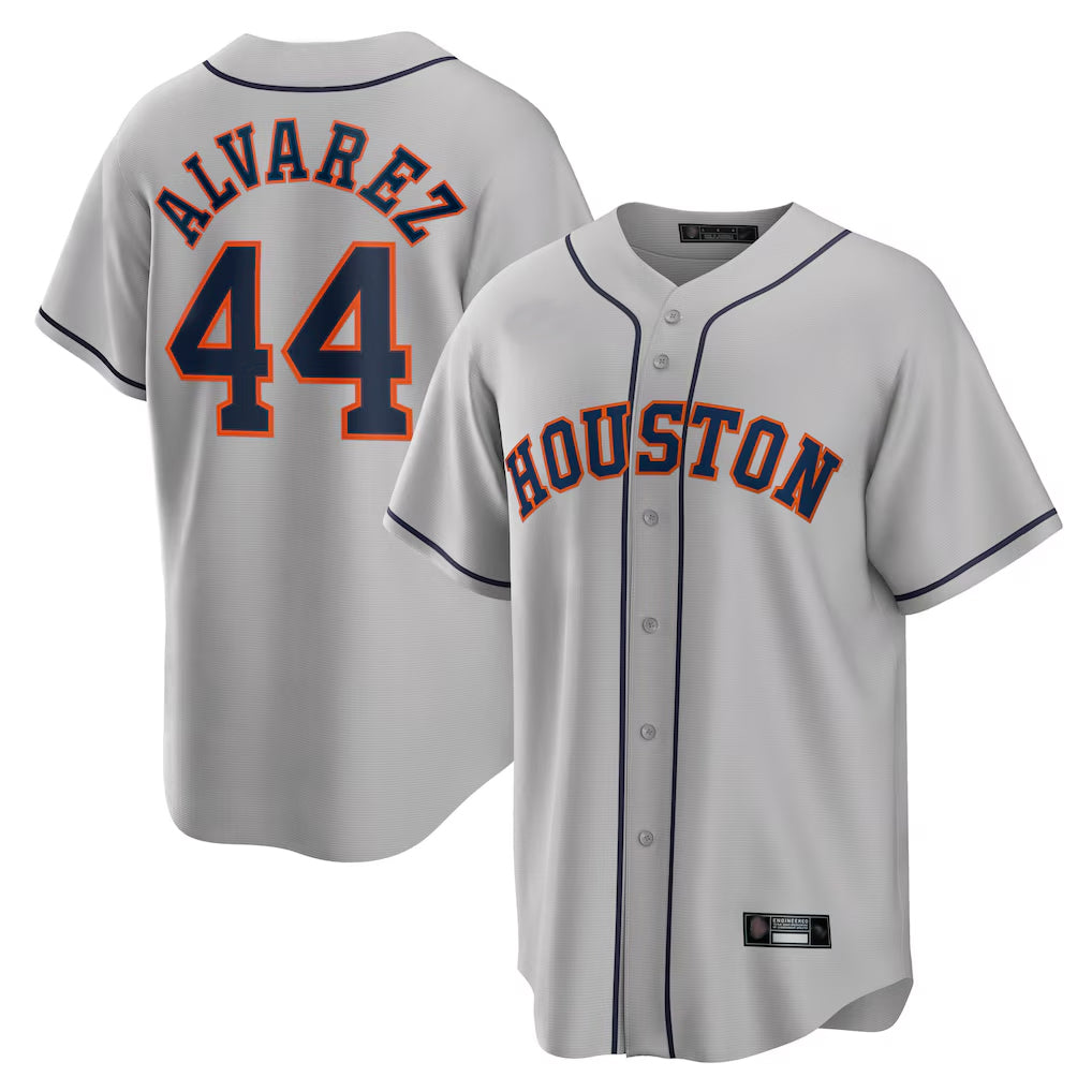 Odoa H.Astros #44 Yordan Alvarez Player Gray Home Game Stitched Jerseys