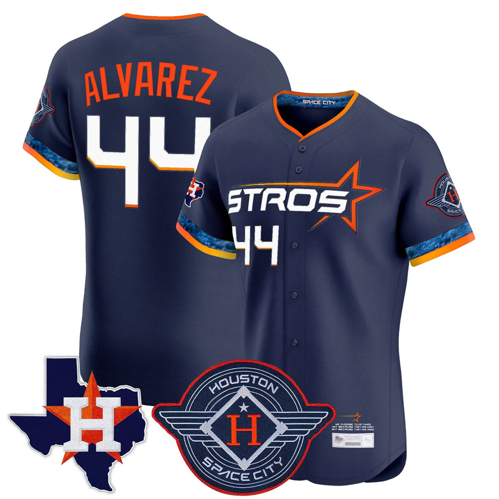Odoa H.Astros #44 Yordan Alvarez Player Navy City Connect Texas Patch Vapor Premier Limited Elite Home Stitched Jerseys