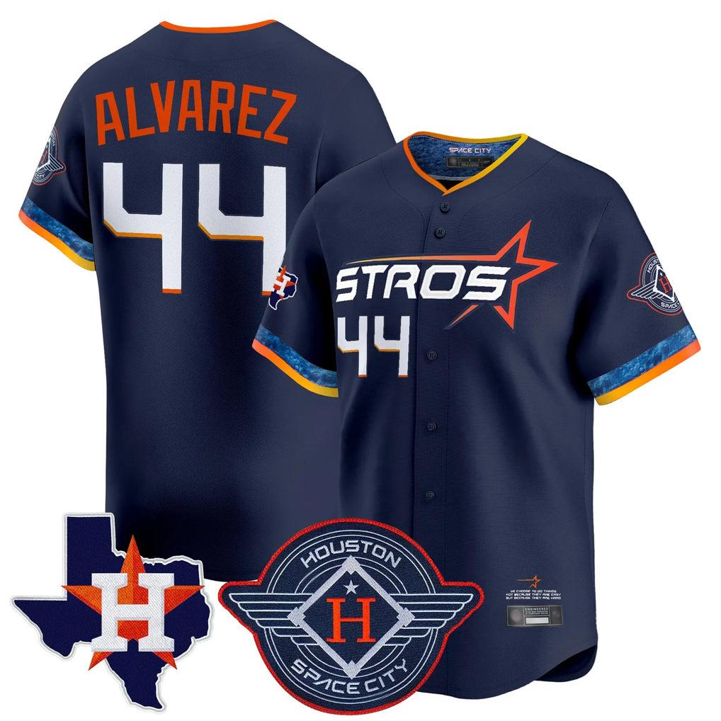 Odoa H.Astros #44 Yordan Alvarez Player Navy City Connect Texas Patch Vapor Premier Limited Home Stitched Jerseys