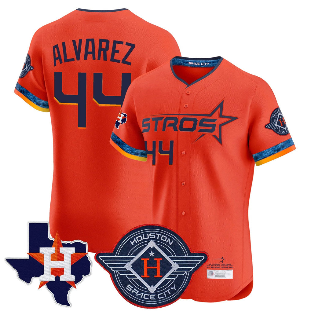 Odoa H.Astros #44 Yordan Alvarez Player Orange City Connect Texas Patch Vapor Premier Limited Elite Home Stitched Jerseys