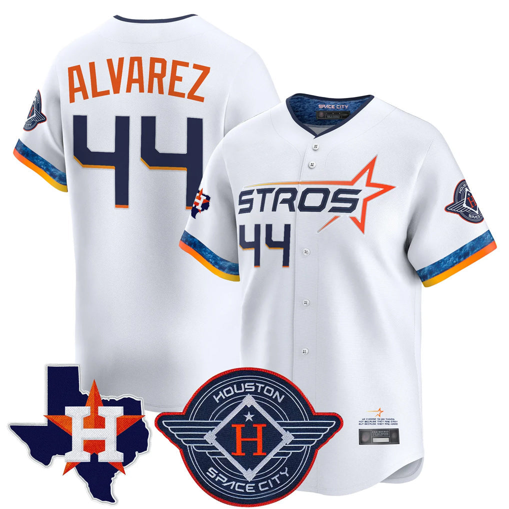Odoa H.Astros #44 Yordan Alvarez Player White City Connect Texas Patch Vapor Premier Limited Home Stitched Jerseys