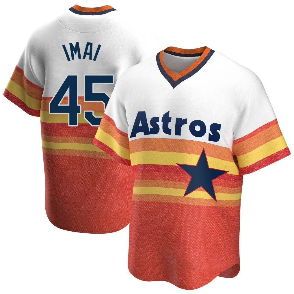 Odoa H.Astros #45 Tatsuya Imai Player Rainbow Cooperstown Collection T-shirt Stitched Jerseys