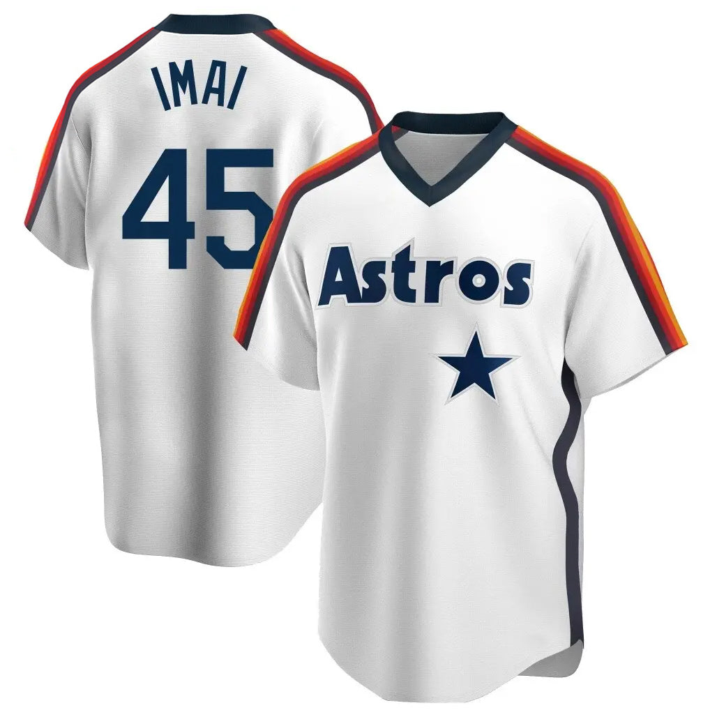 Odoa H.Astros #45 Tatsuya Imai Player White Cooperstown Collection T-shirt Stitched Jerseys