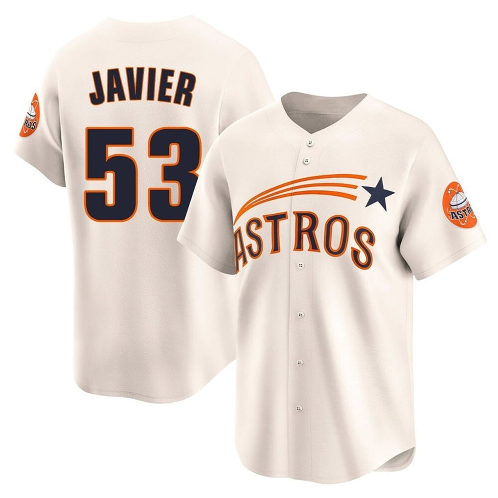 Odoa H.Astros #53 Cristian Javier Player Cream Throwback Cooperstown Collection Limited Stitched Jerseys