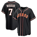 Odoa H.Astros #7 Craig Biggio Player Black Fashion Out Home Game Stitched Jerseys