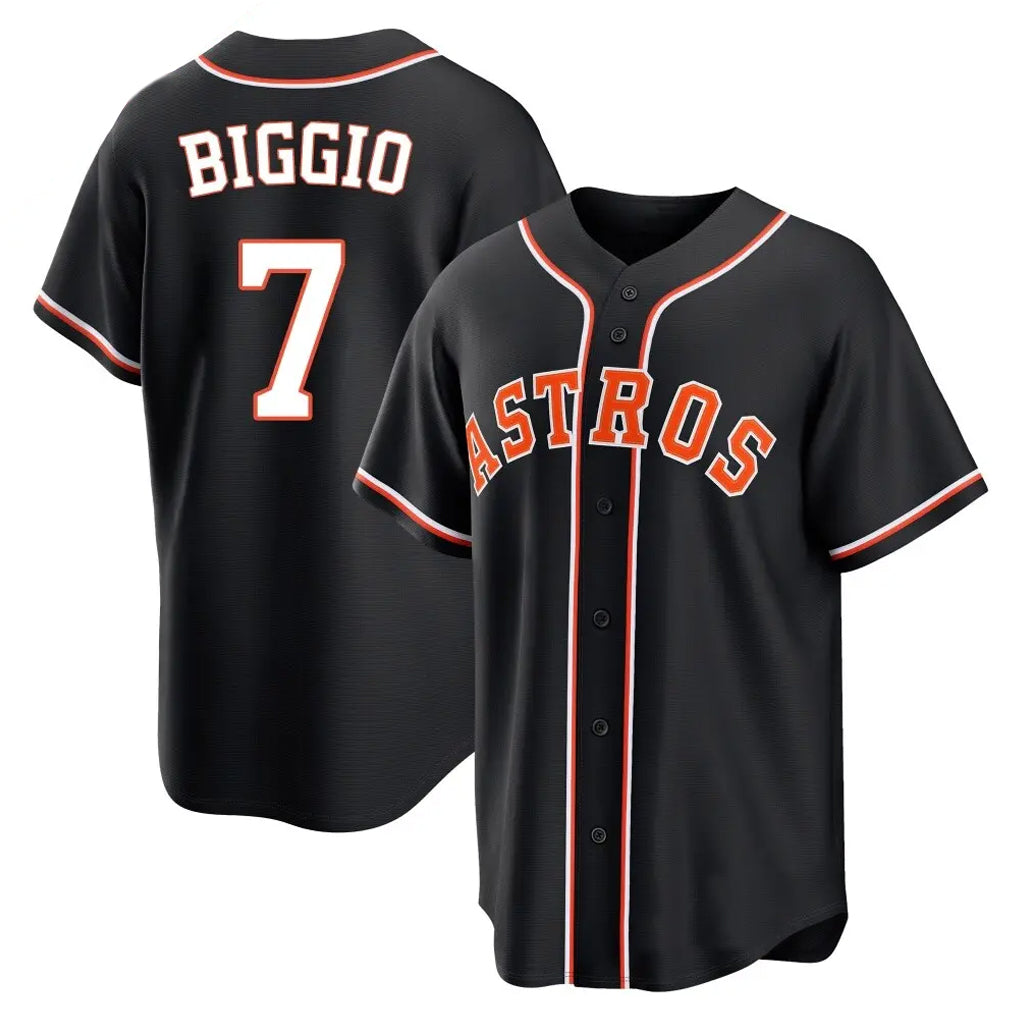 Odoa H.Astros #7 Craig Biggio Player Black Fashion Out Home Game Stitched Jerseys