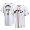 Odoa H.Astros #7 Craig Biggio Player Gold Collection Game Home Stitched Jerseys