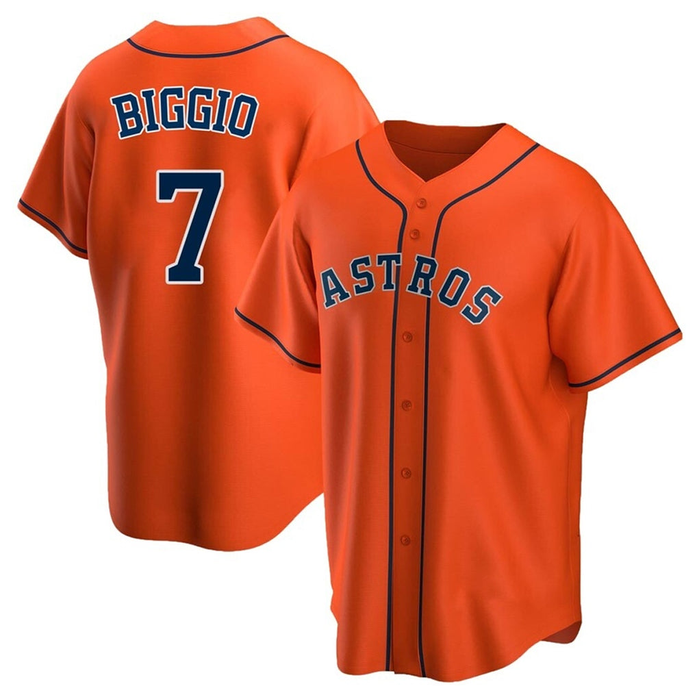 Odoa H.Astros #7 Craig Biggio Player Orange Home Game Stitched Jerseys