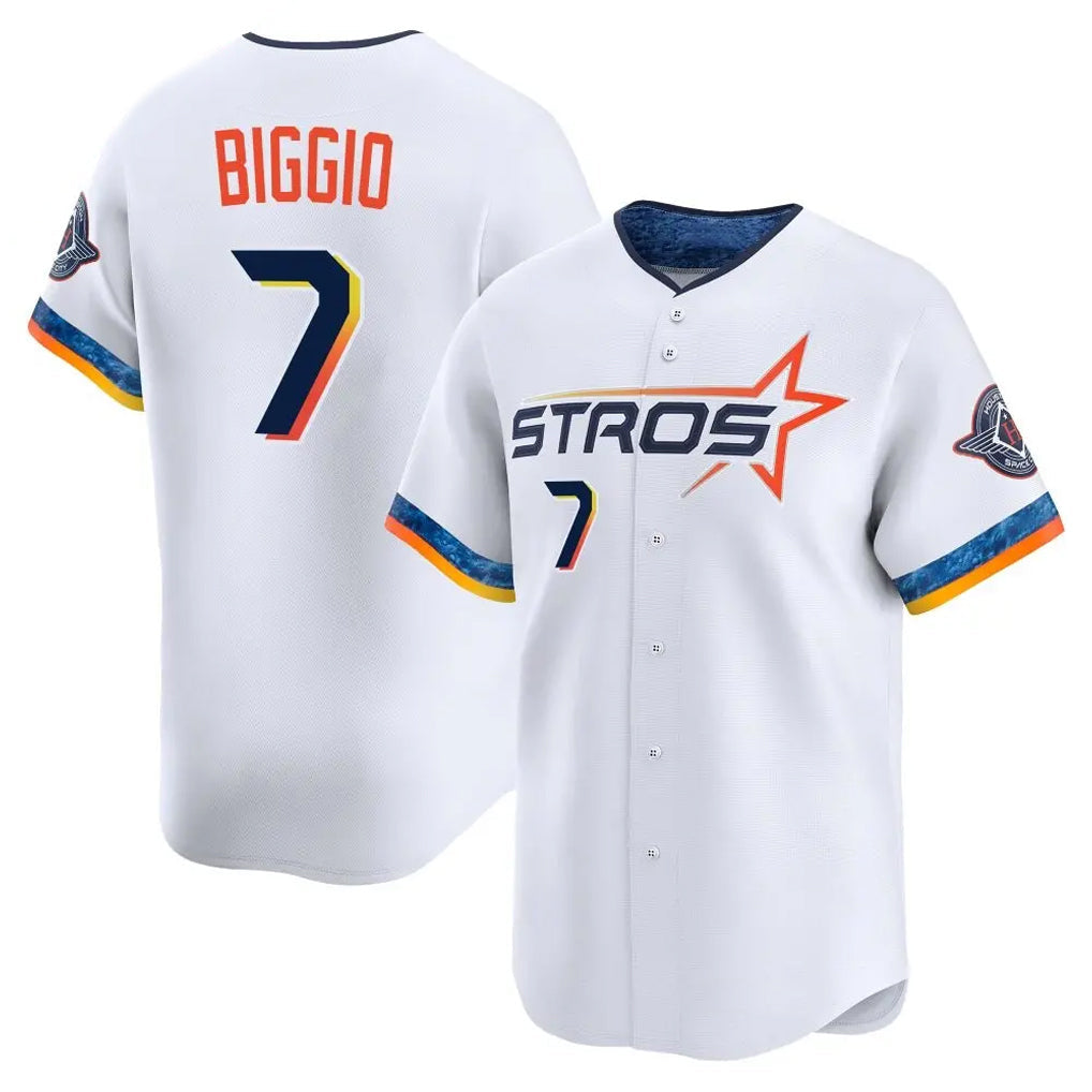 Odoa H.Astros #7 Craig Biggio Player White City Connect Limited Home Stitched Jerseys